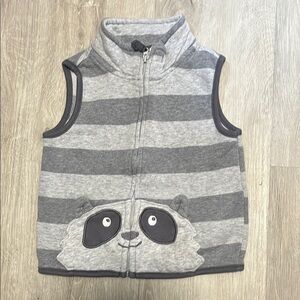 4 for $20 Gray Striped Sleeveless Vest with Raccoon Design